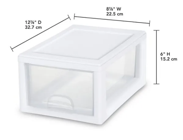 Sterilite Clear & White Plastic Storage Bin with One Drawer- 6 Pc. Use these together or separate! Stackable, great to store many different items Retails $129 
