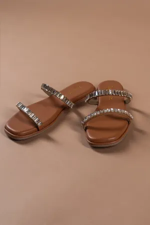 Strappy Embellished Tan Sandals