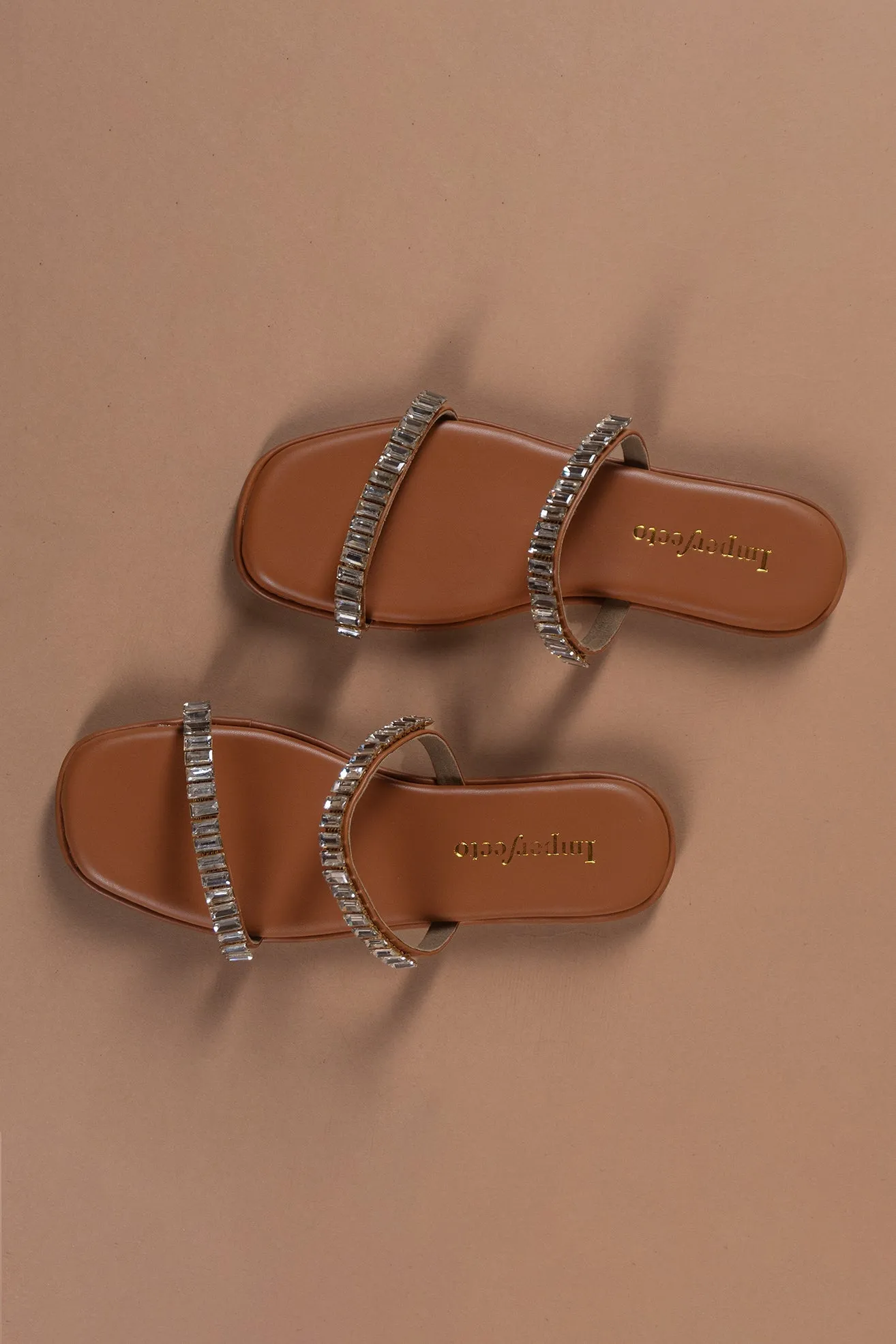 Strappy Embellished Tan Sandals