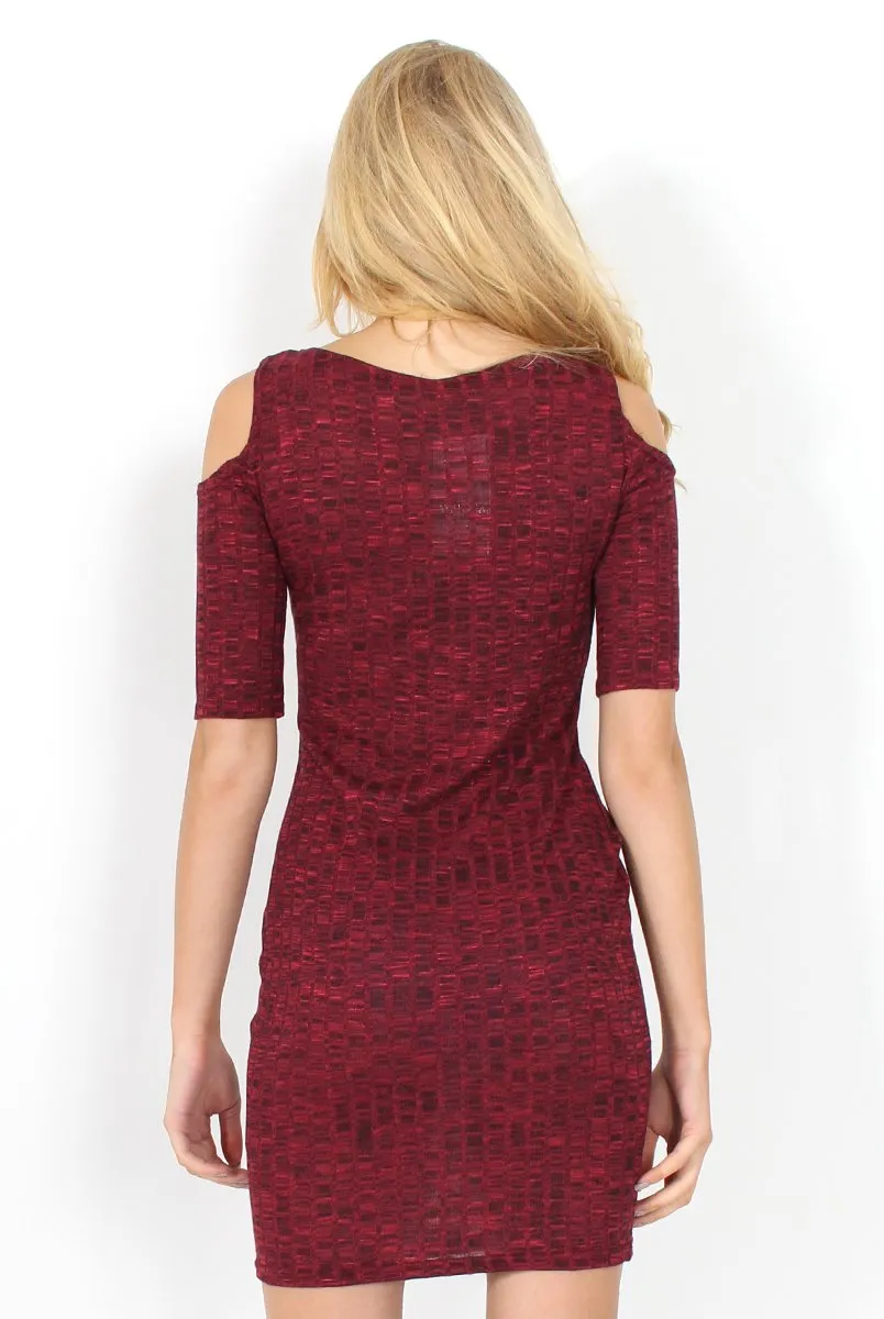 Suzie Wine Tie Up Cut Out Shoulder Dress