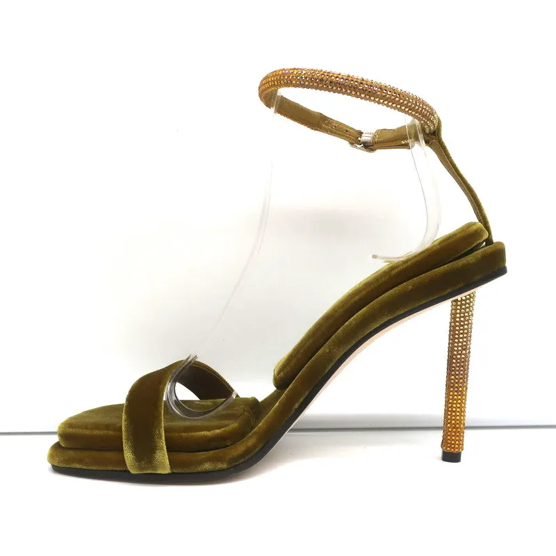Tamara Mellon Stellar Sandals Topaz Crystal-Embellished Velvet Size 37 NEW