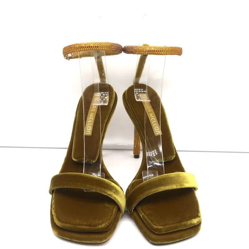Tamara Mellon Stellar Sandals Topaz Crystal-Embellished Velvet Size 37 NEW