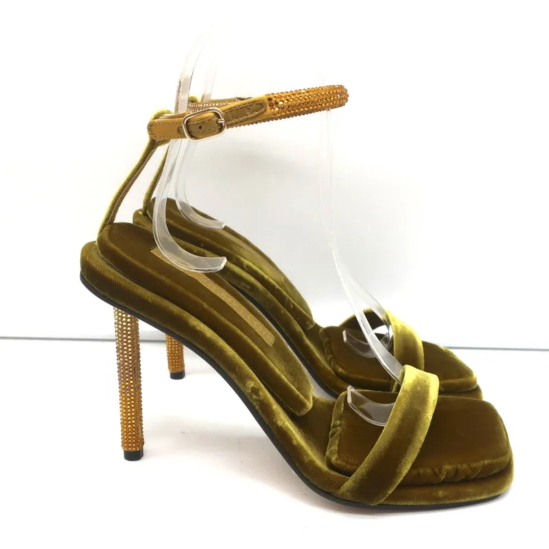 Tamara Mellon Stellar Sandals Topaz Crystal-Embellished Velvet Size 37 NEW