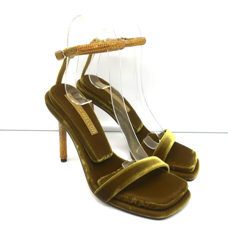 Tamara Mellon Stellar Sandals Topaz Crystal-Embellished Velvet Size 37 NEW