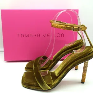 Tamara Mellon Stellar Sandals Topaz Crystal-Embellished Velvet Size 37 NEW