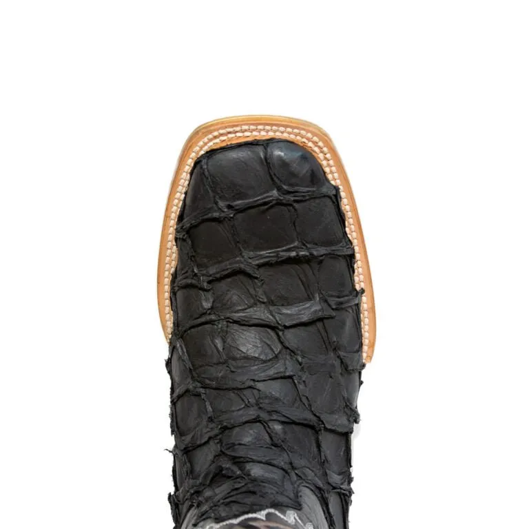 TANNER MARK MEN'S EXOTIC LEATHER Matte Monster Fish Black Cowboy Boots