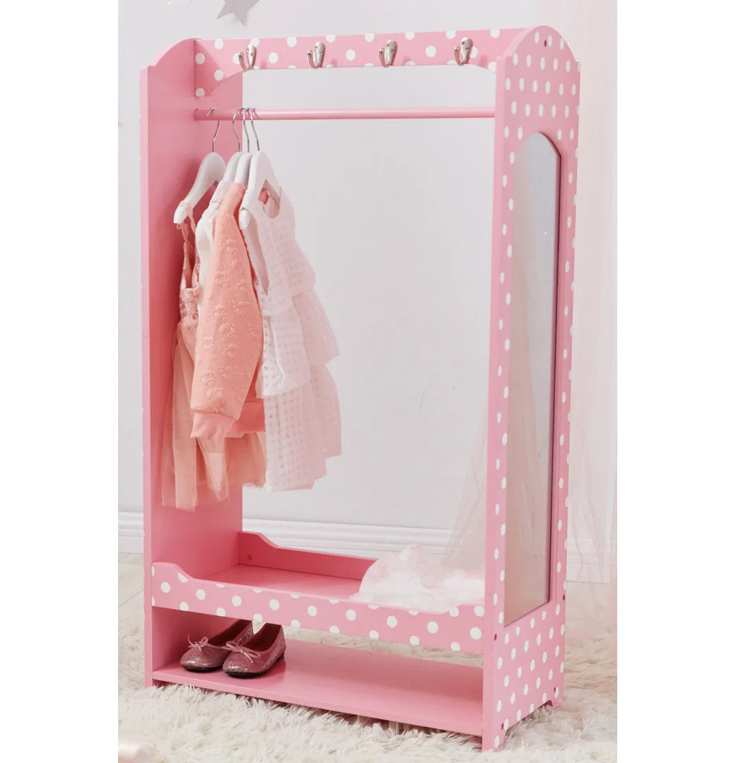 Teamson Kids Wooden Mirrored Open Armoire with Two Shelves Teamson Kids
