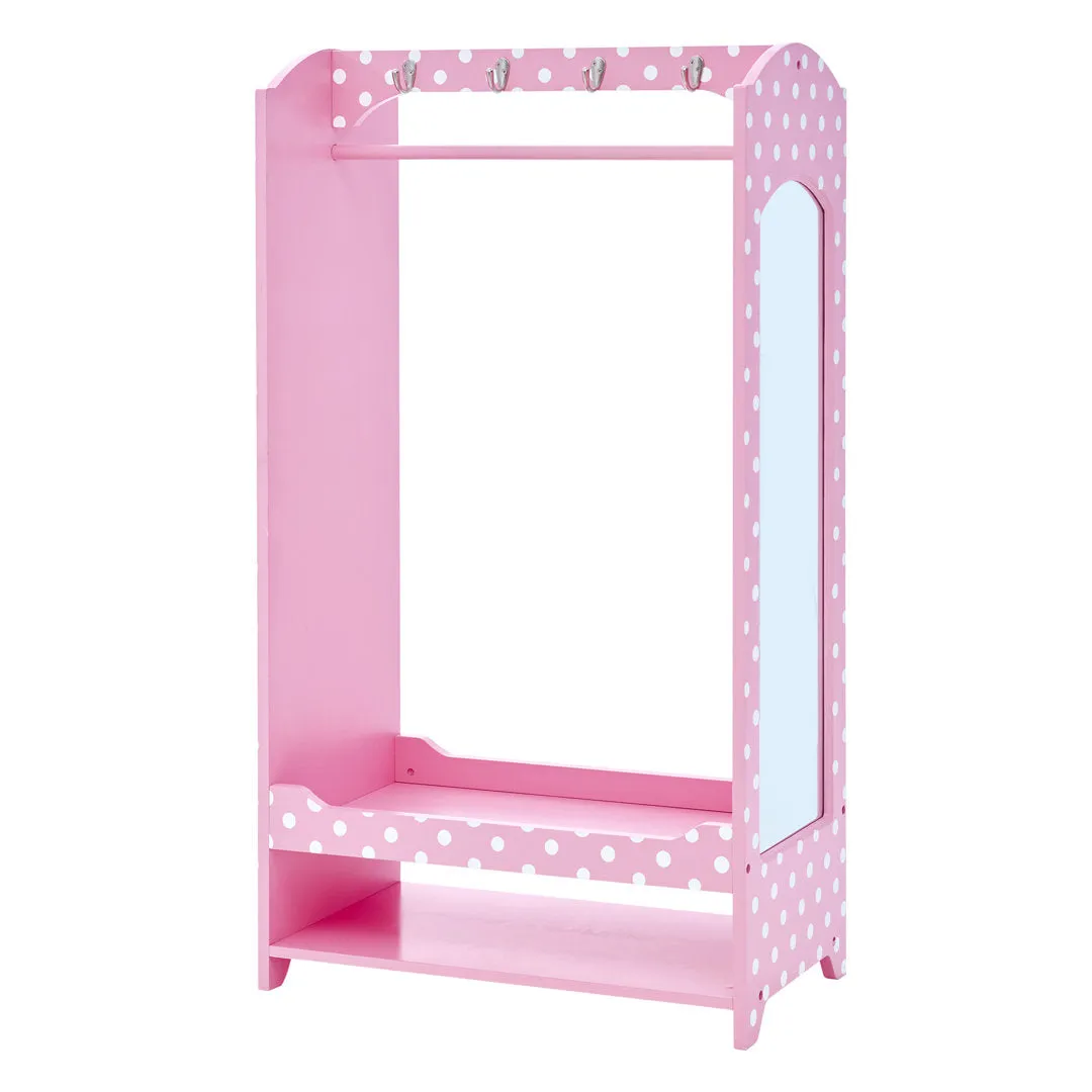 Teamson Kids Wooden Mirrored Open Armoire with Two Shelves Teamson Kids