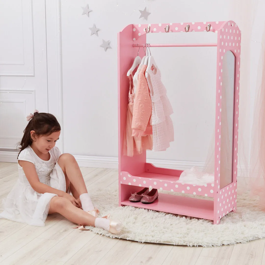 Teamson Kids Wooden Mirrored Open Armoire with Two Shelves Teamson Kids