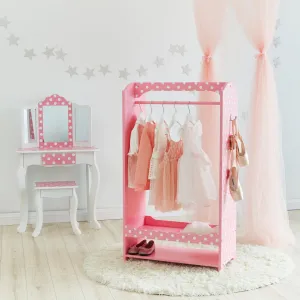Teamson Kids Wooden Mirrored Open Armoire with Two Shelves Teamson Kids