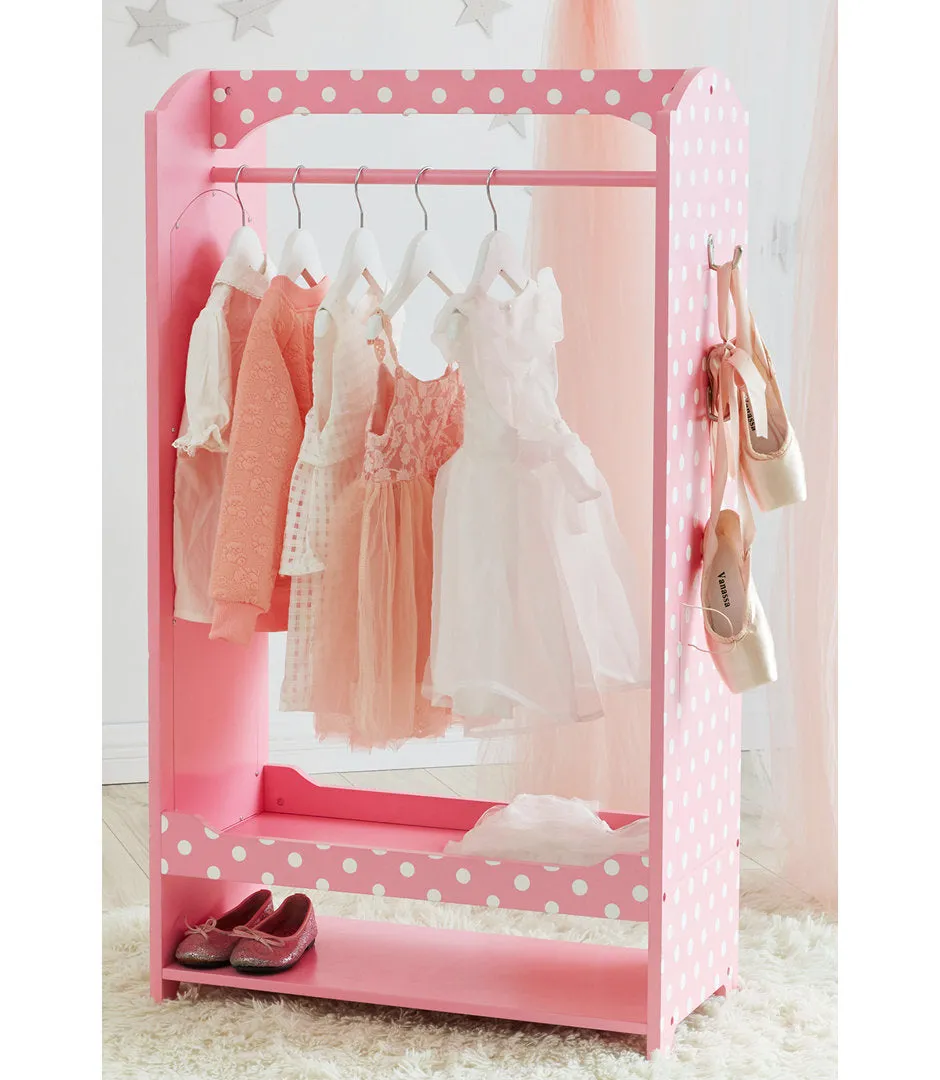 Teamson Kids Wooden Mirrored Open Armoire with Two Shelves Teamson Kids