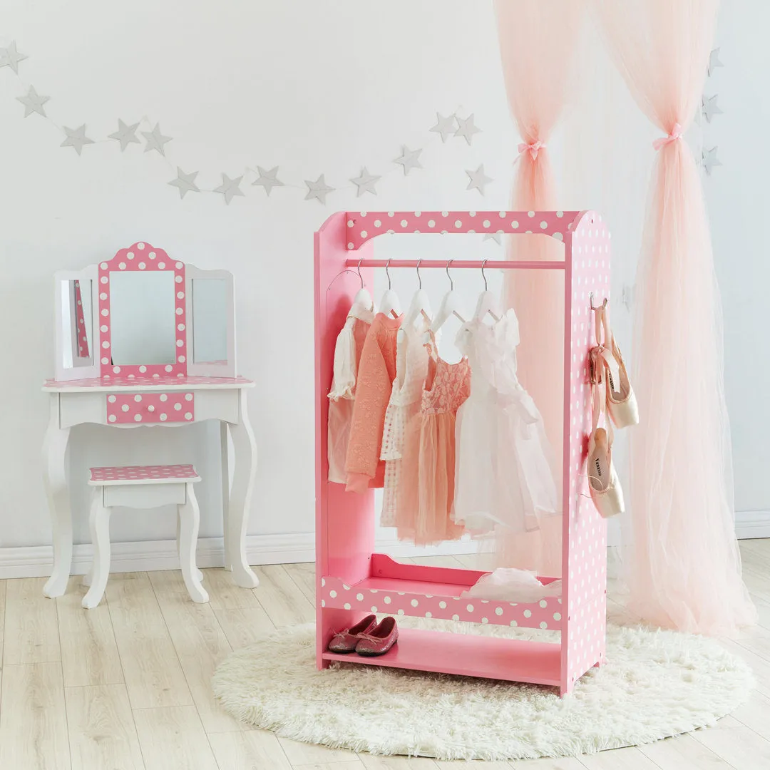 Teamson Kids Wooden Mirrored Open Armoire with Two Shelves Teamson Kids