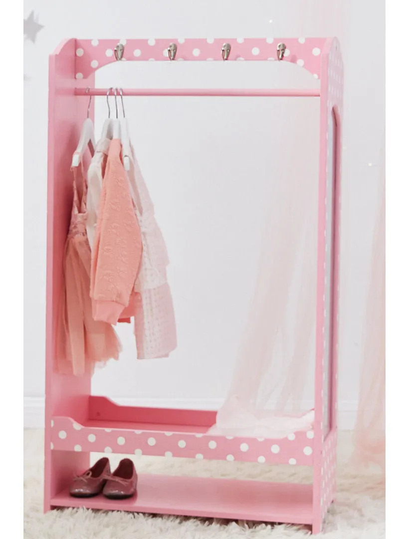 Teamson Kids Wooden Mirrored Open Armoire with Two Shelves Teamson Kids