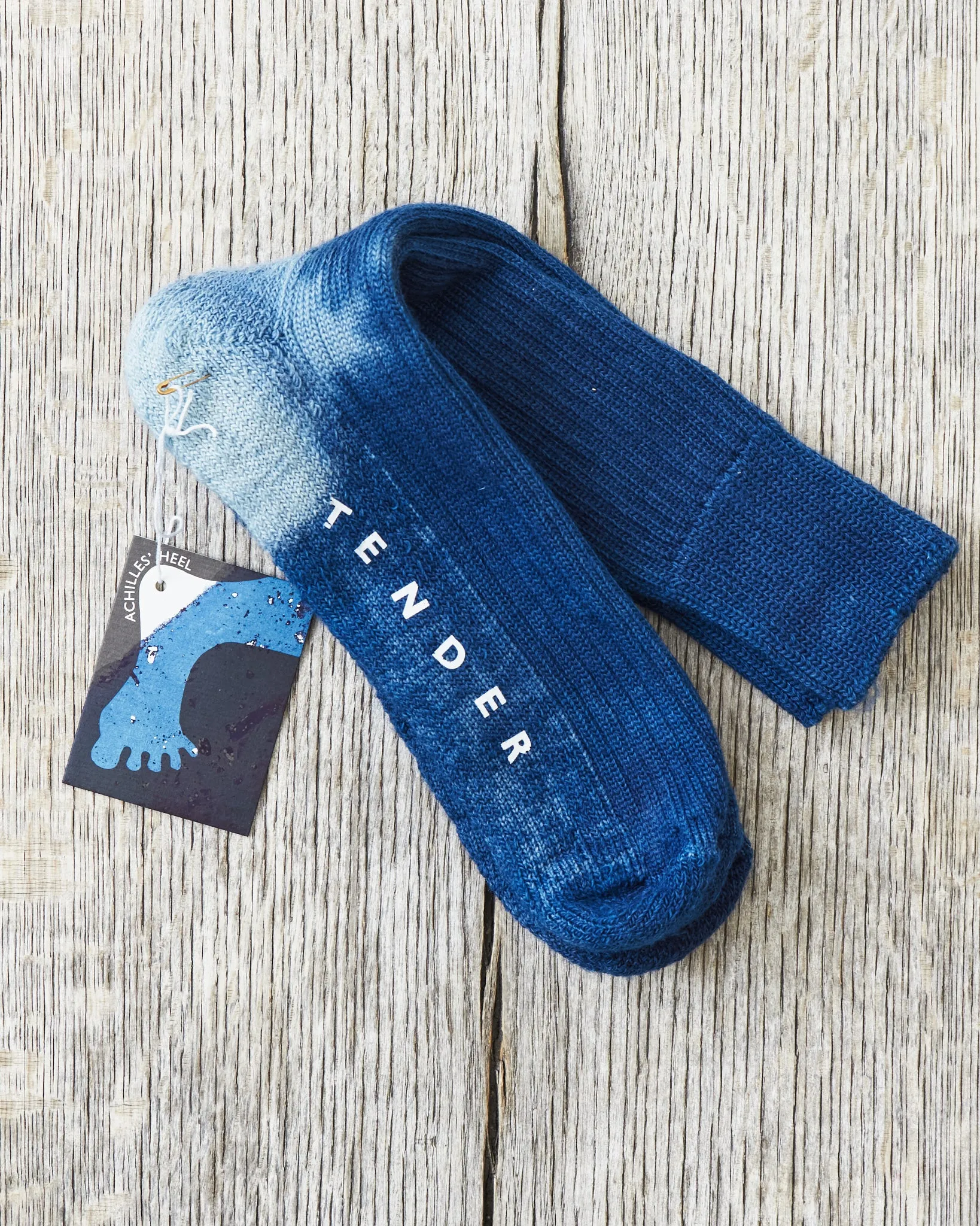 Tender Rib Socks Wool Yarn Achilles' Heel Indigo Dyed