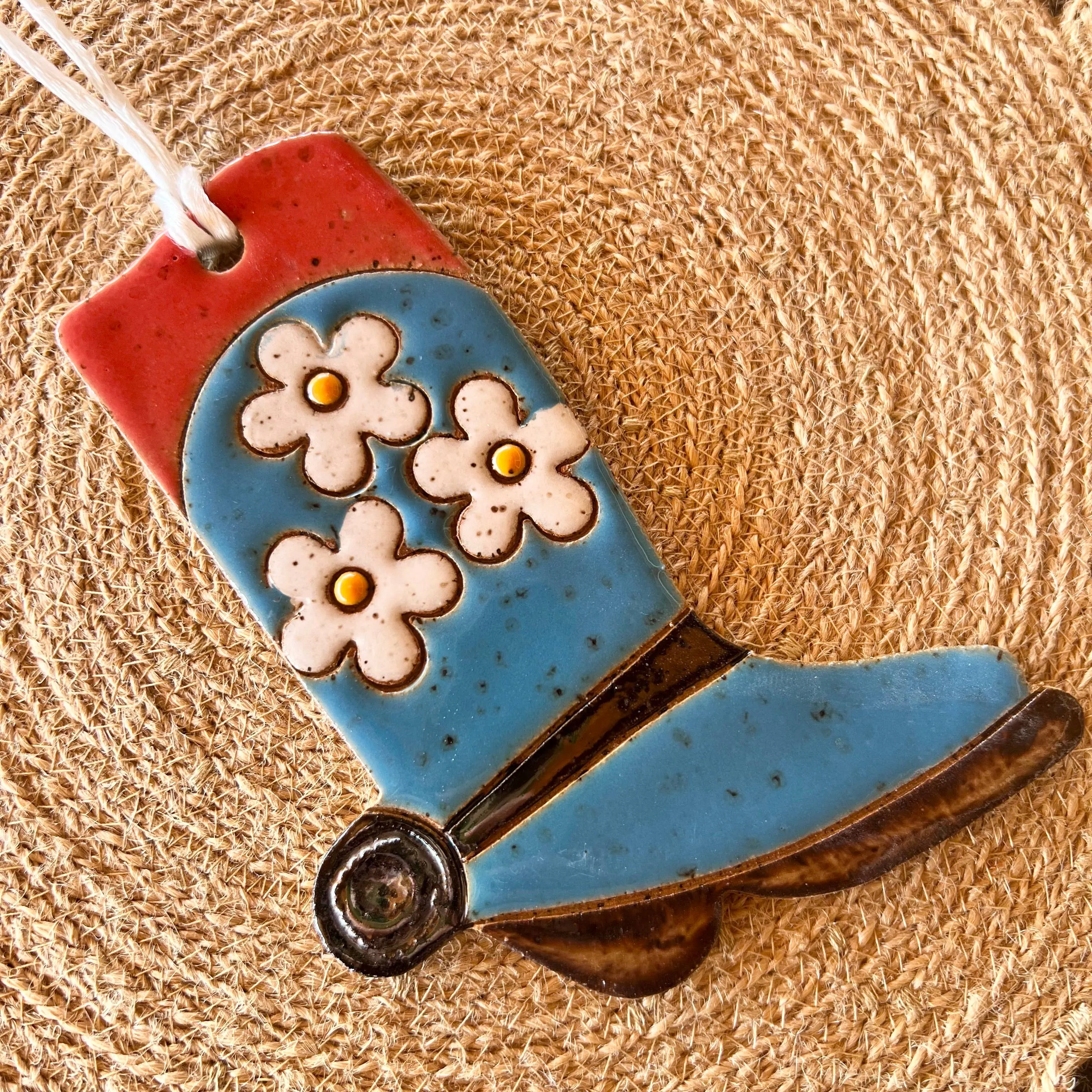 Tough Kitty Designs - Ceramic Western Boot Ornaments: Buff Agave