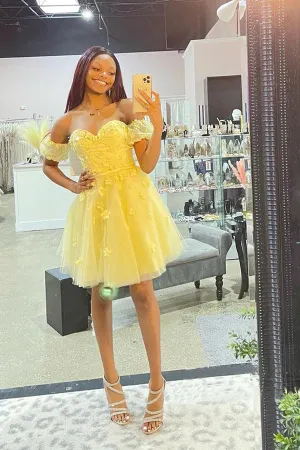 Tulle Sweetheart Appliques Rhinestone A-line Homecoming Dresses HD0174