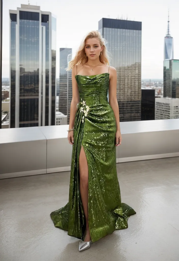 Versatile Detachable Spaghetti Strap Hallowed Back Sequin Cocktail Dress