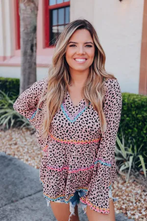 Vibrant Embroidered Baby Doll Top