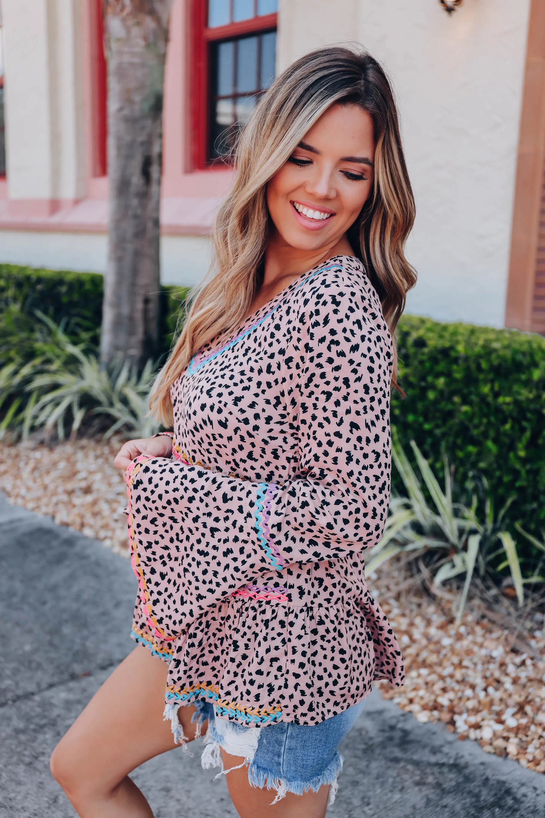 Vibrant Embroidered Baby Doll Top