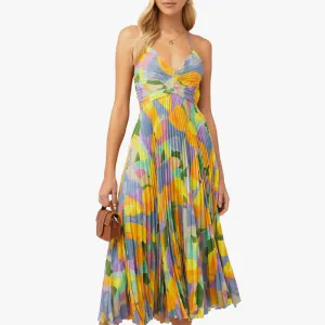 Vibrant Midi Dress with Sweetheart Neckline