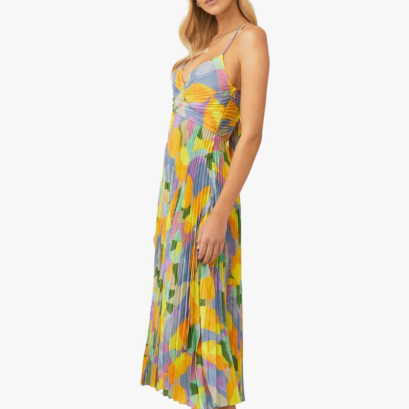 Vibrant Midi Dress with Sweetheart Neckline