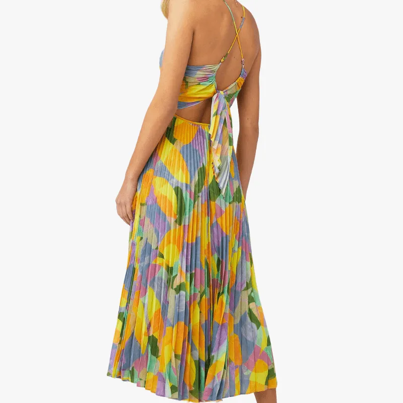 Vibrant Midi Dress with Sweetheart Neckline