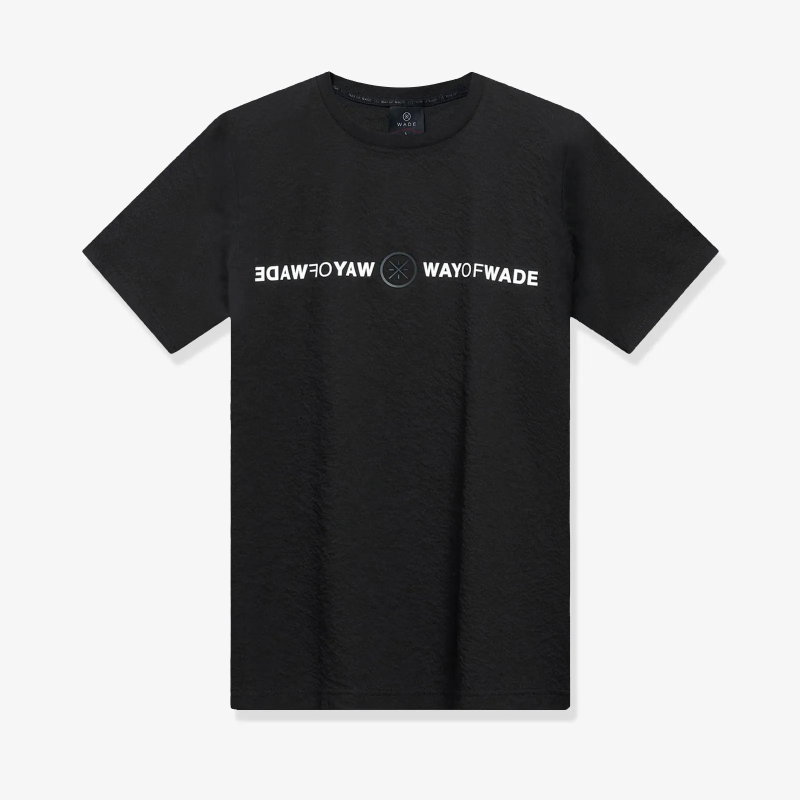 Wade Mirrored Logo Seersucker T-Shirt - Black