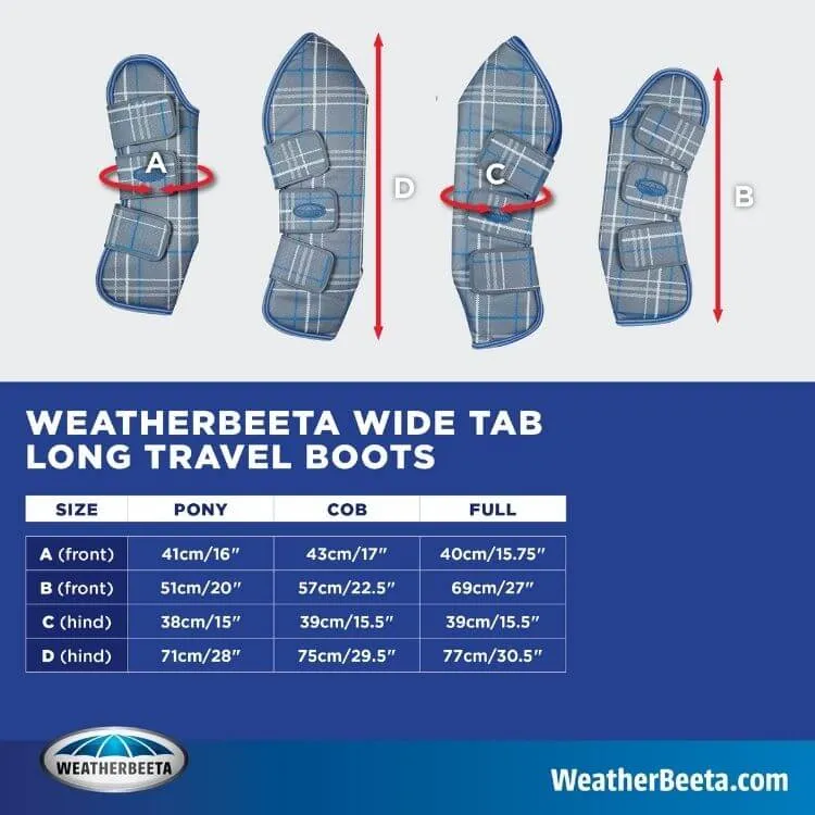 Weatherbeeta Wide Tab Long Travel Boots Navy/Silver