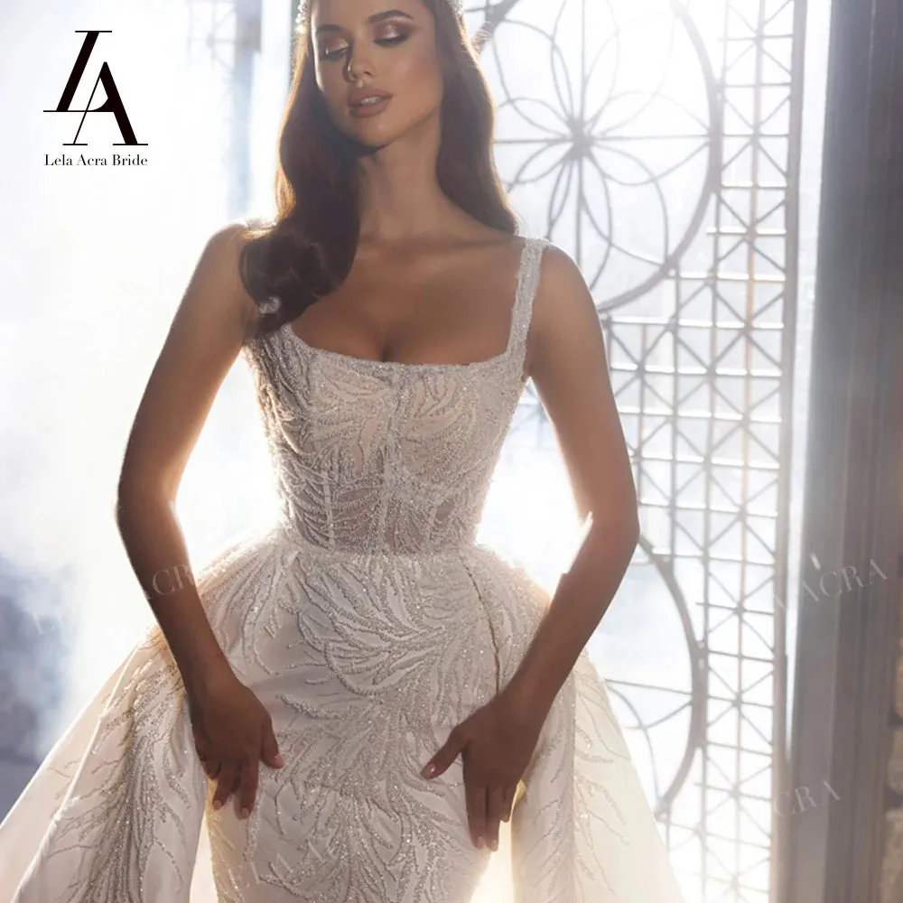 Wedding Dress Satin Detachable Court Train Princess Bride Gown