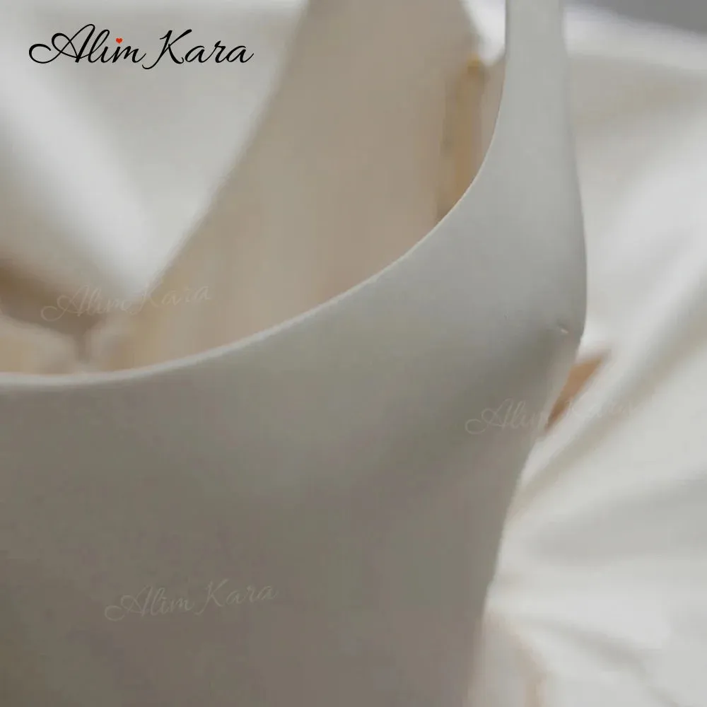 Wedding Dress Satin Square Collar Bow Bridal Princess B347 Plus Size