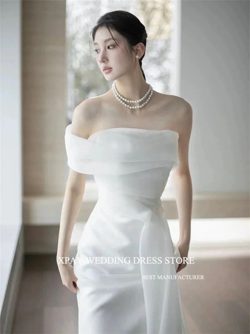 Wedding Dresses Korea Photoshoot Off Shoulder Bridal Gowns Corset Back
