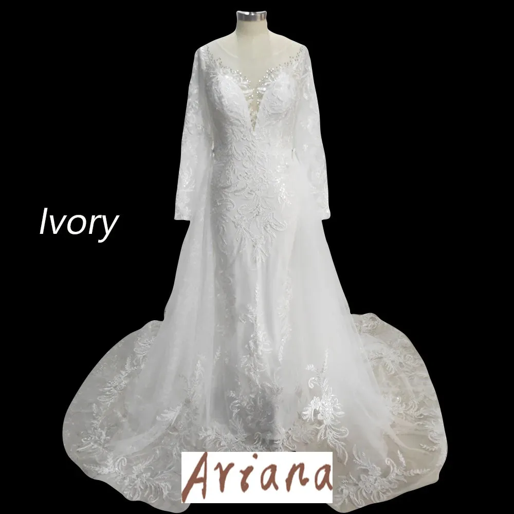 Wedding Guest Dresses: Wedding Dress For Bride Detachable Royal Train Button