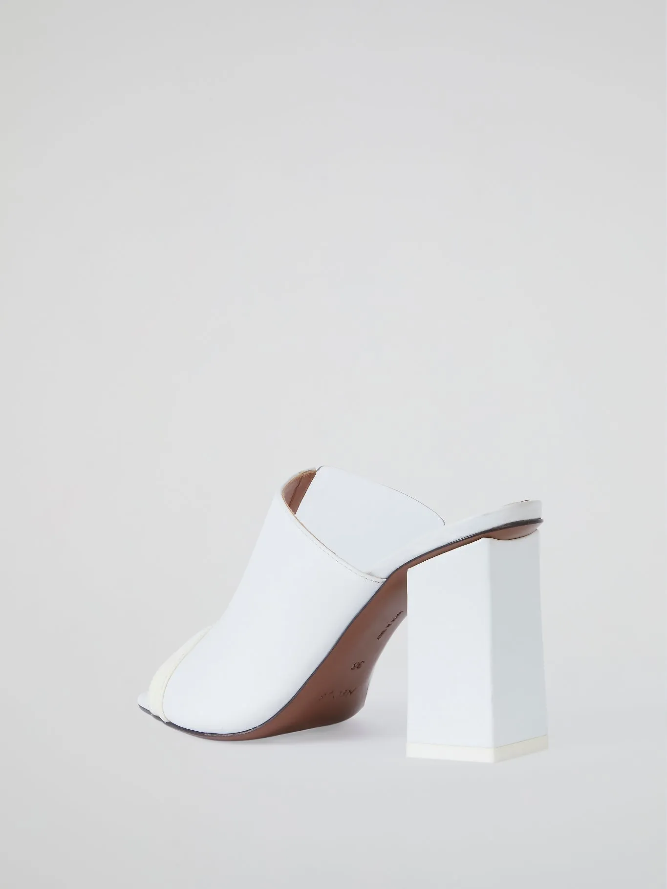 White Block Heel Peep Toe Sandals