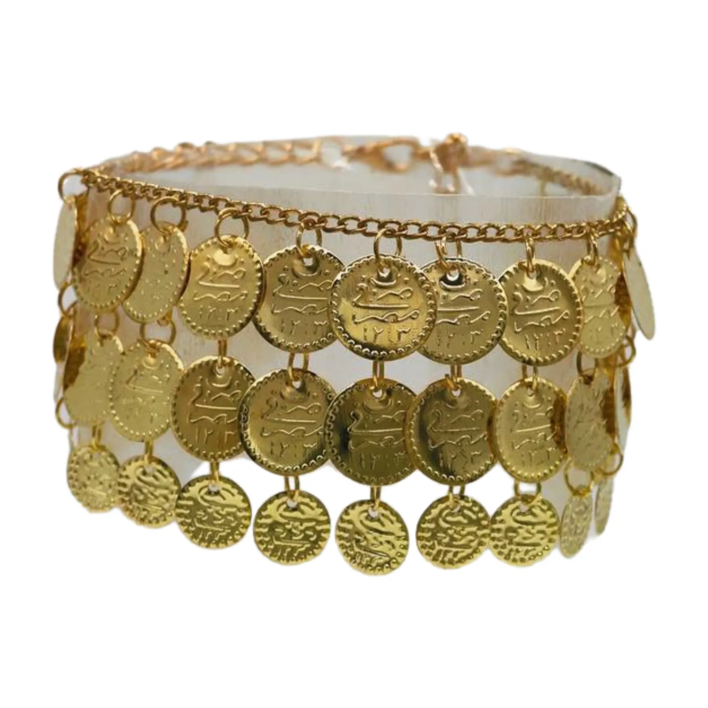 Women Gold Metal Chain Boot Bracelet Shoe Anklet Ethnic Coin Charms