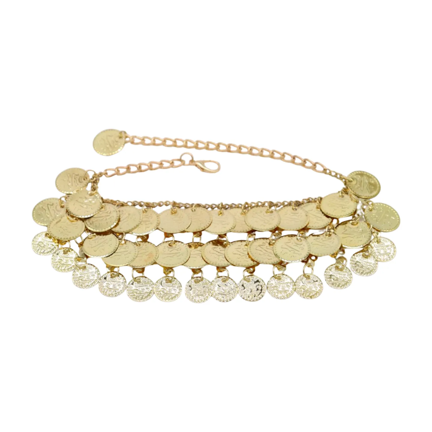 Women Gold Metal Chain Boot Bracelet Shoe Anklet Ethnic Coin Charms