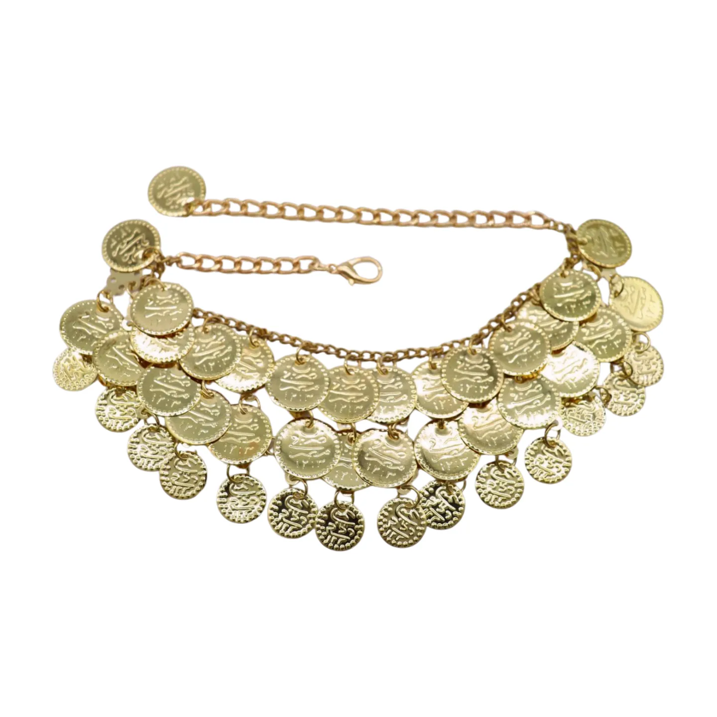 Women Gold Metal Chain Boot Bracelet Shoe Anklet Ethnic Coin Charms