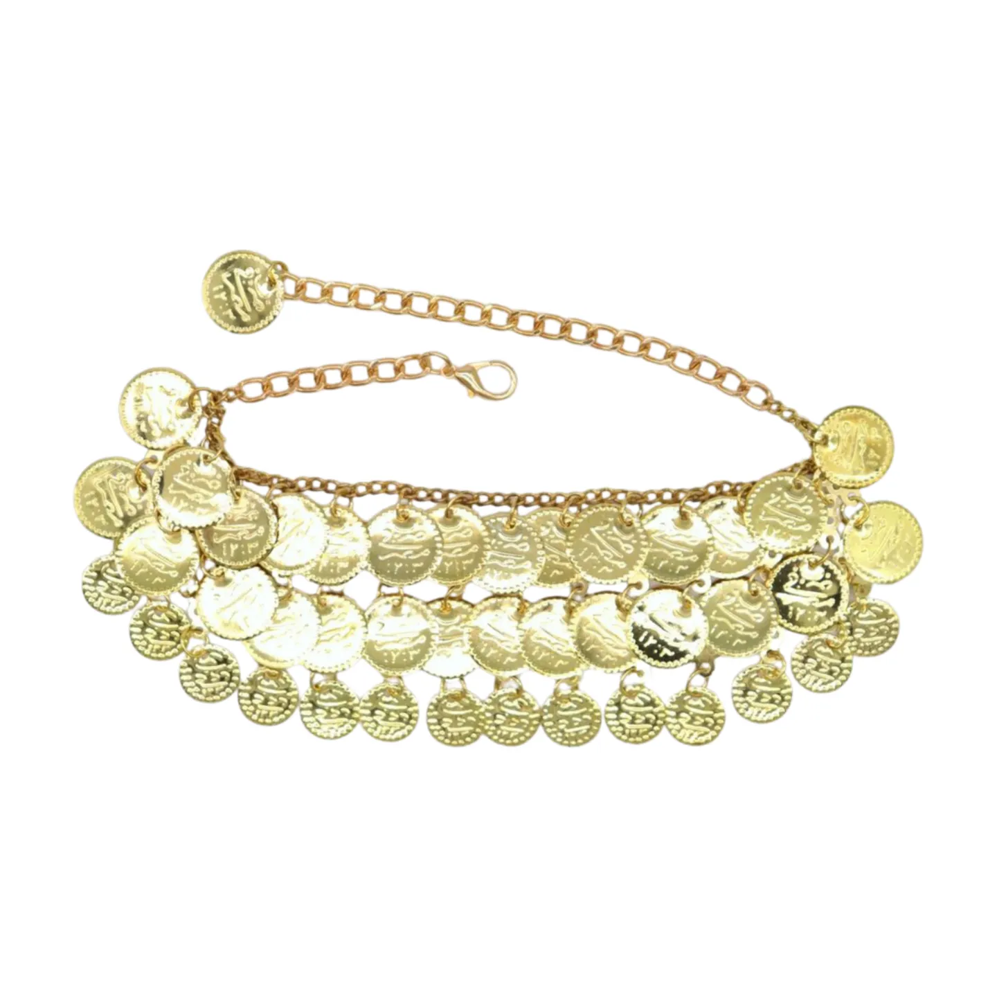Women Gold Metal Chain Boot Bracelet Shoe Anklet Ethnic Coin Charms