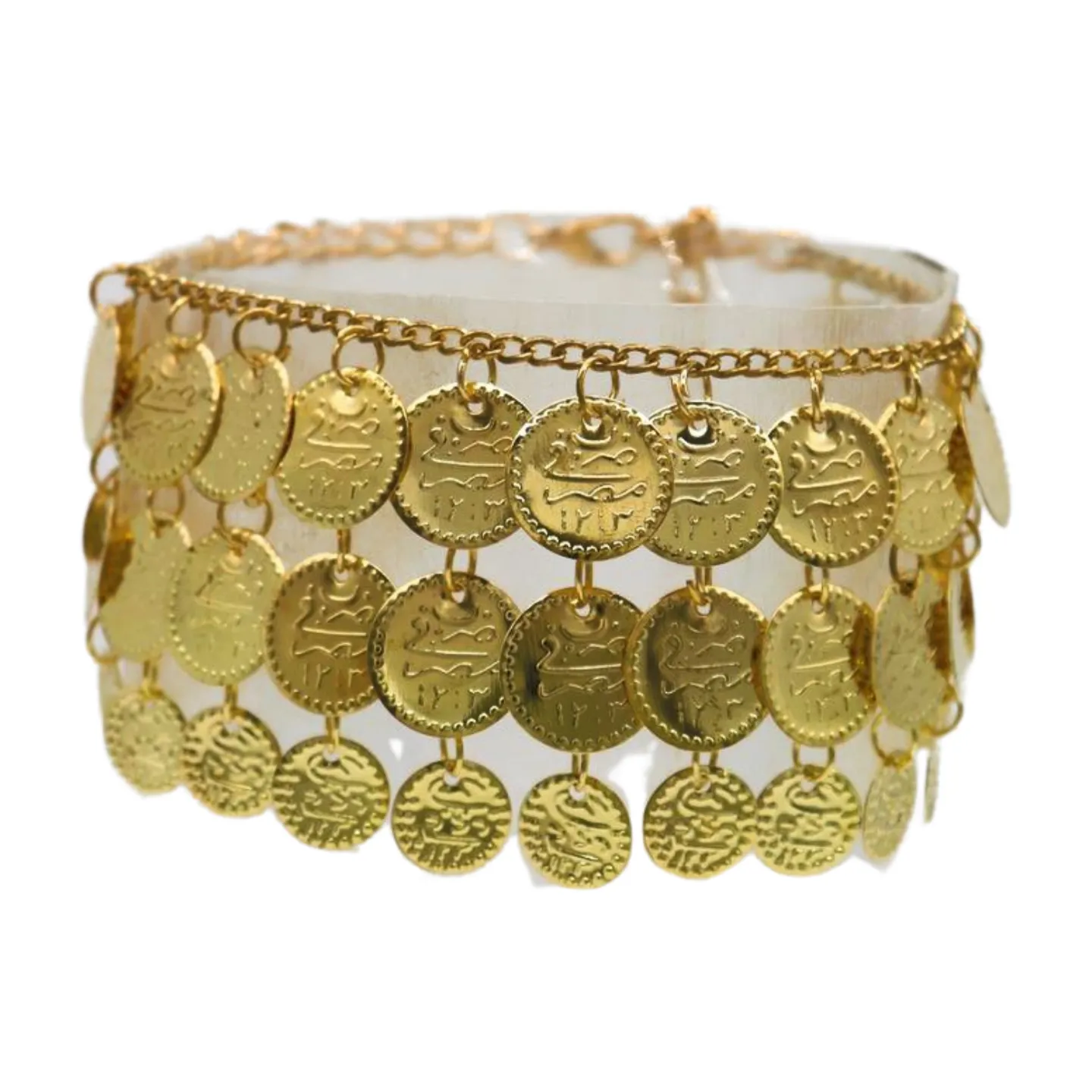 Women Gold Metal Chain Boot Bracelet Shoe Anklet Ethnic Coin Charms