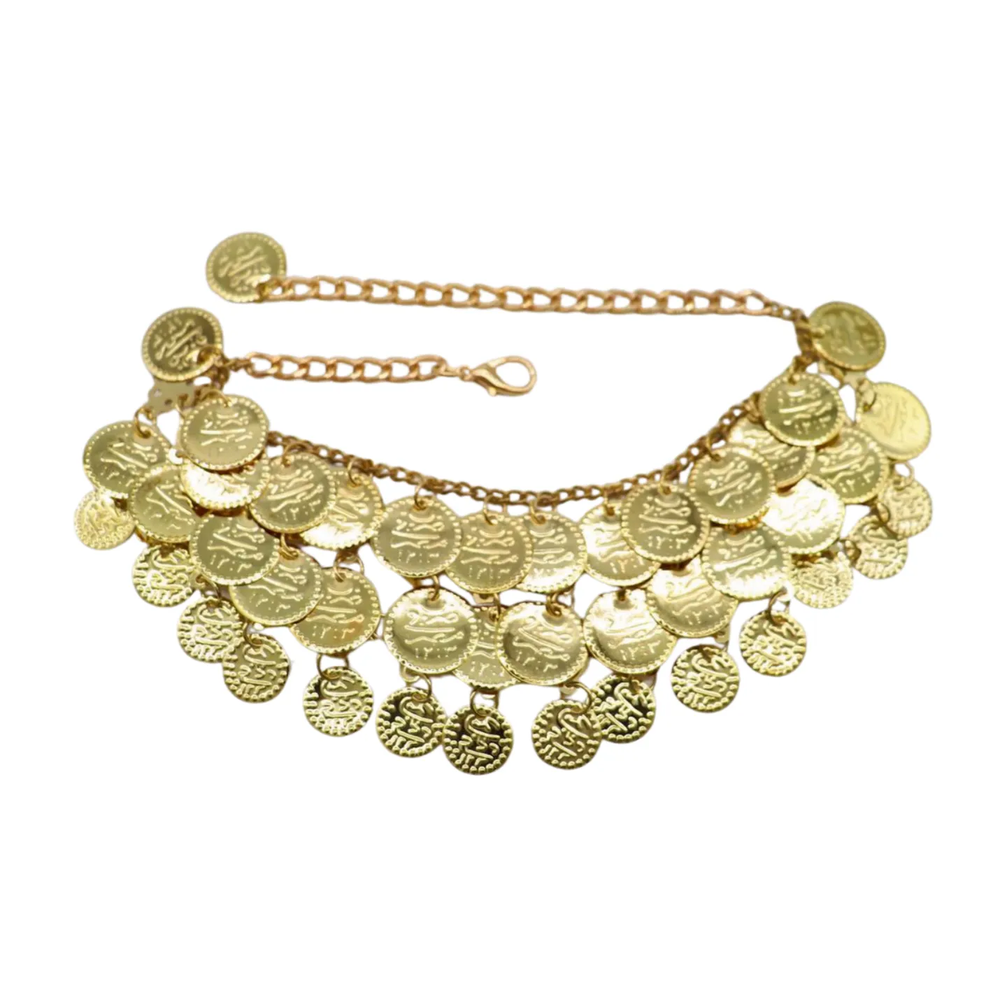 Women Gold Metal Chain Boot Bracelet Shoe Anklet Ethnic Coin Charms