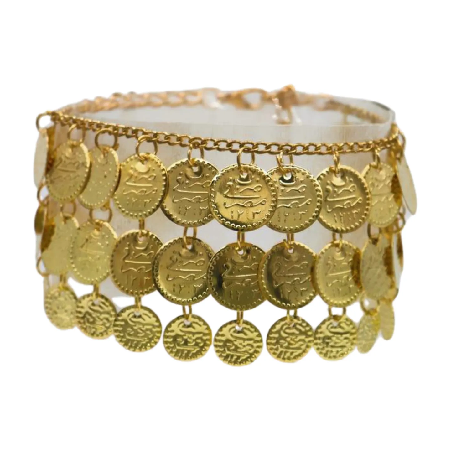 Women Gold Metal Chain Boot Bracelet Shoe Anklet Ethnic Coin Charms