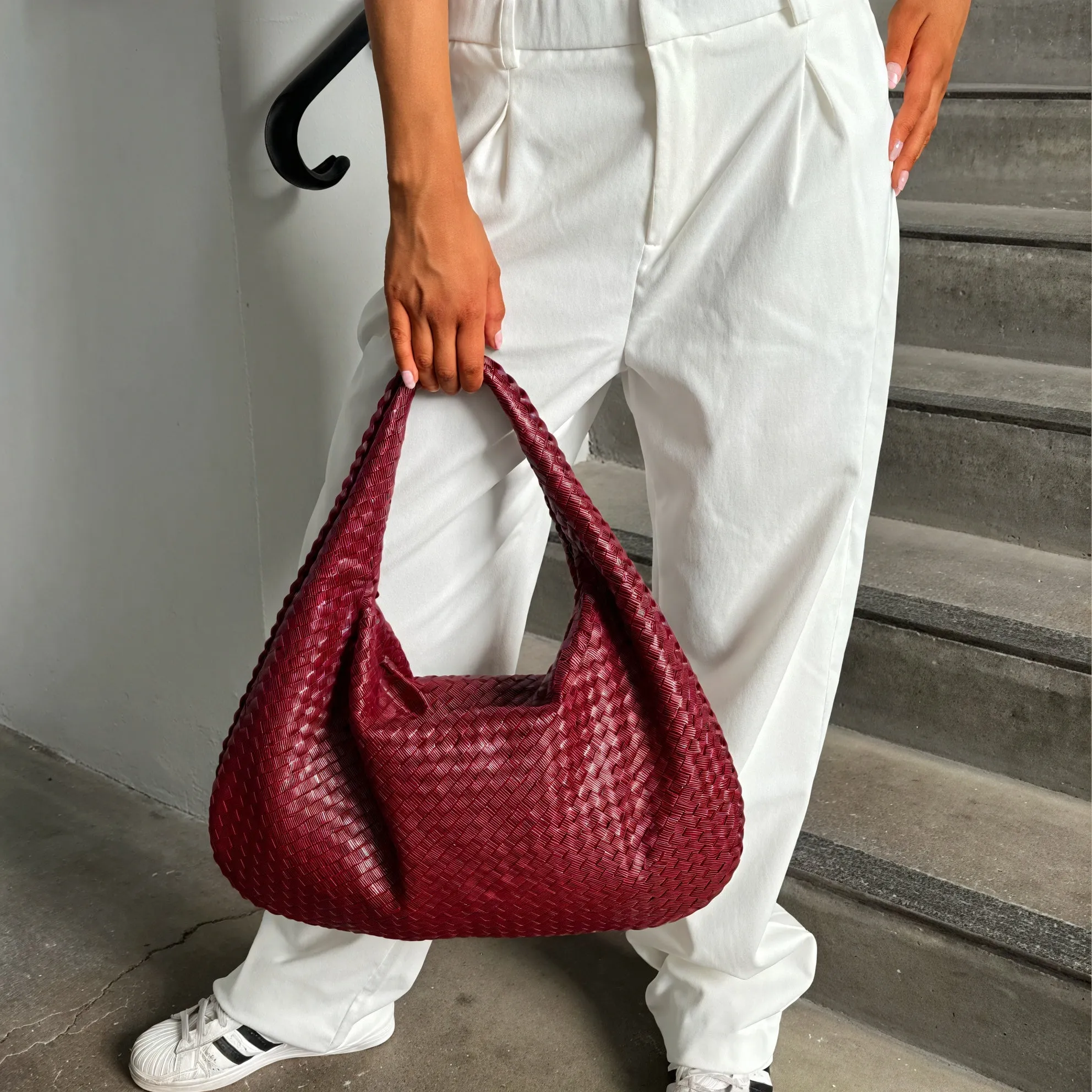 Woven Crescent Shoulder Bag
