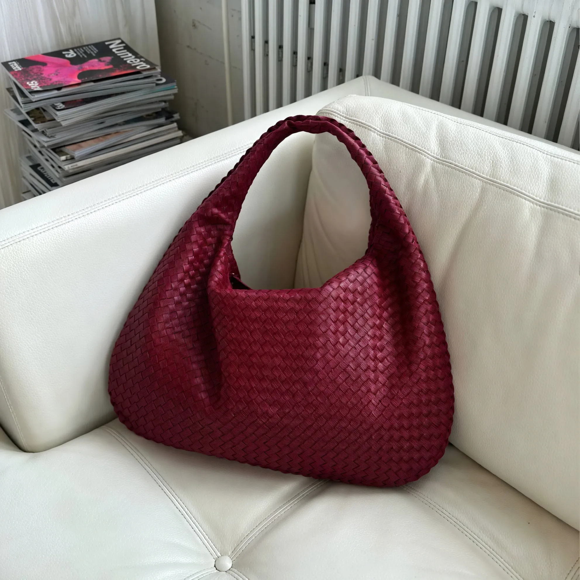Woven Crescent Shoulder Bag