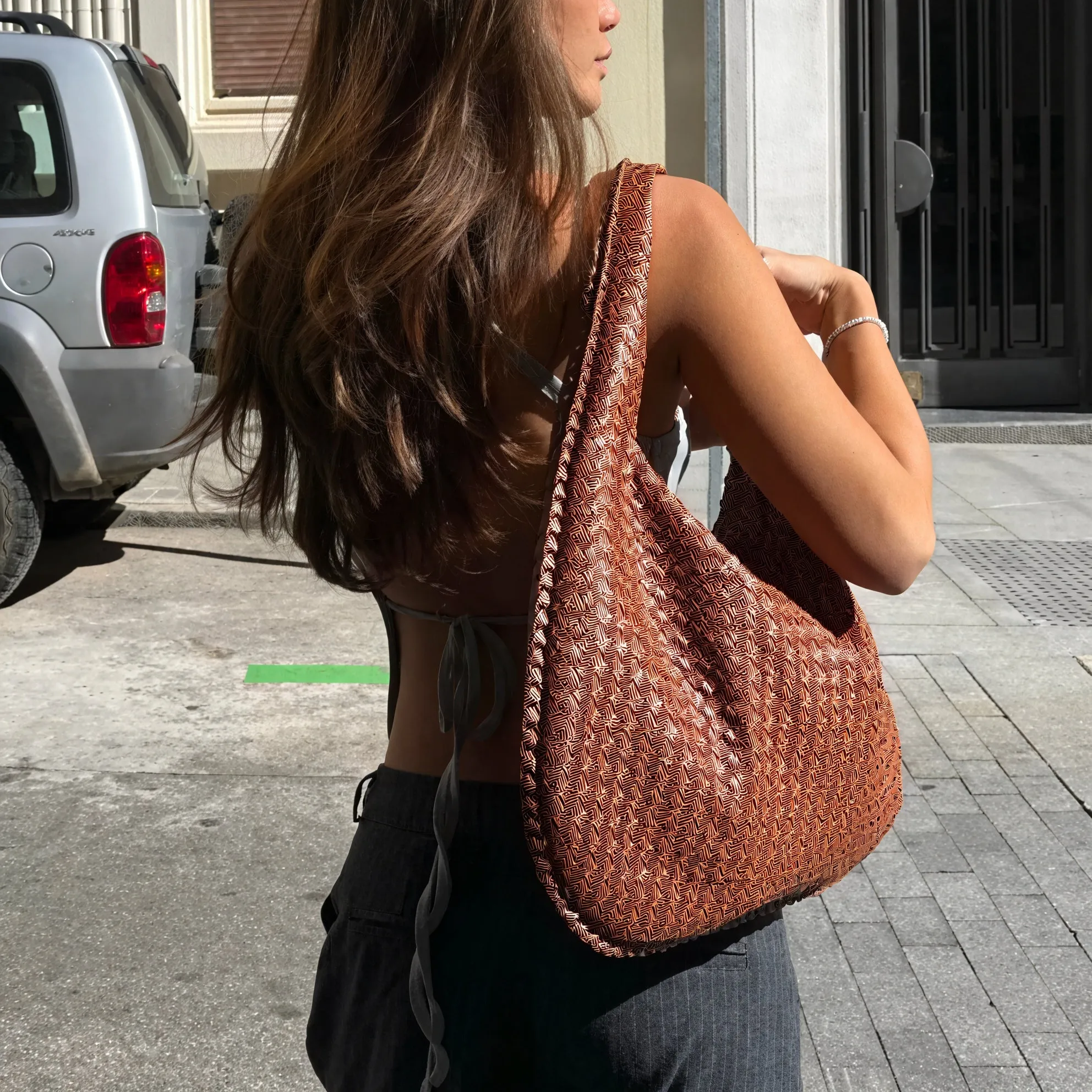 Woven Crescent Shoulder Bag