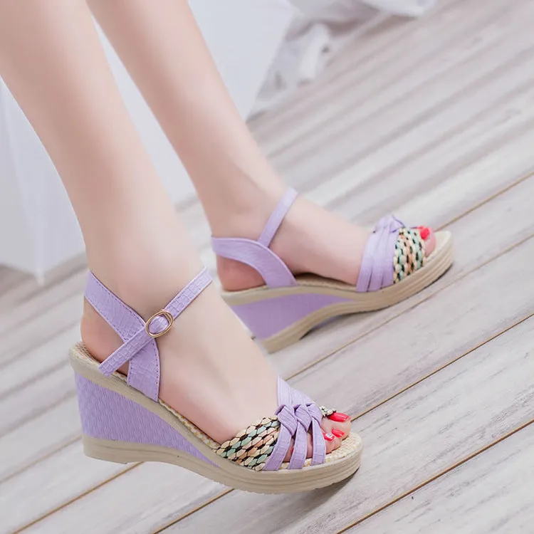 Woven Strap Wedge Sandal