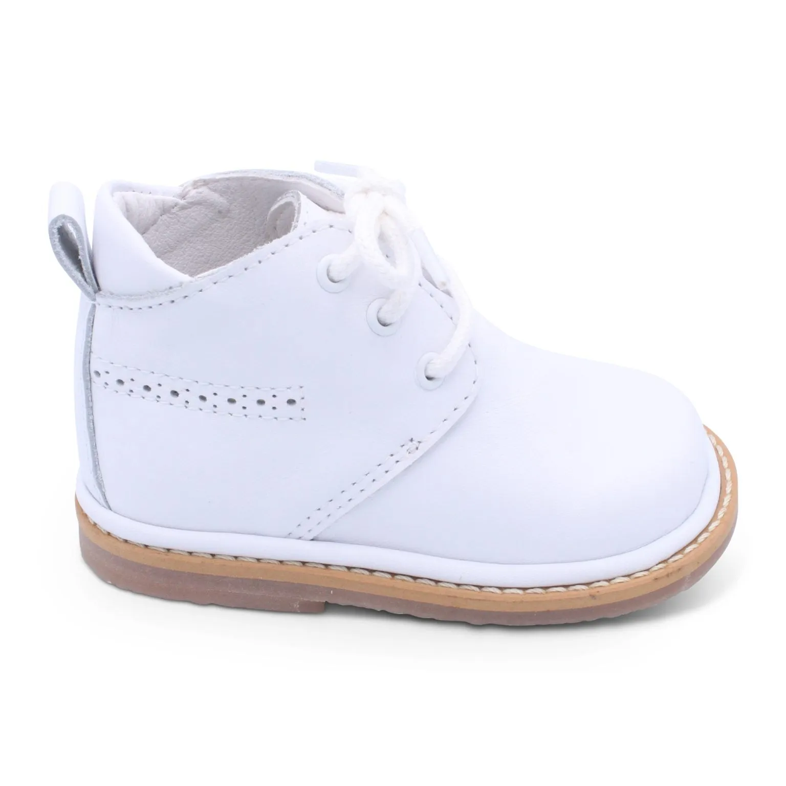 'Zachary' Boys White Leather Lace Boots