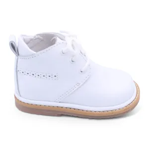 'Zachary' Boys White Leather Lace Boots